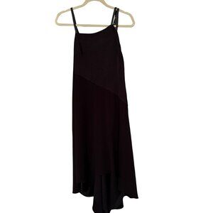 Halston Heritage Size S Black Asymmetrical Spaghetti Strap Sleeveless Dress